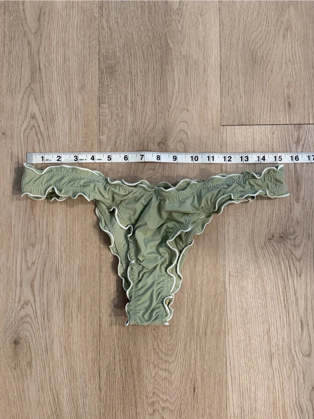 NWT Sage Green Ruffle Bikini Bottoms - hygiene liner still attached - Picture 4 of 5